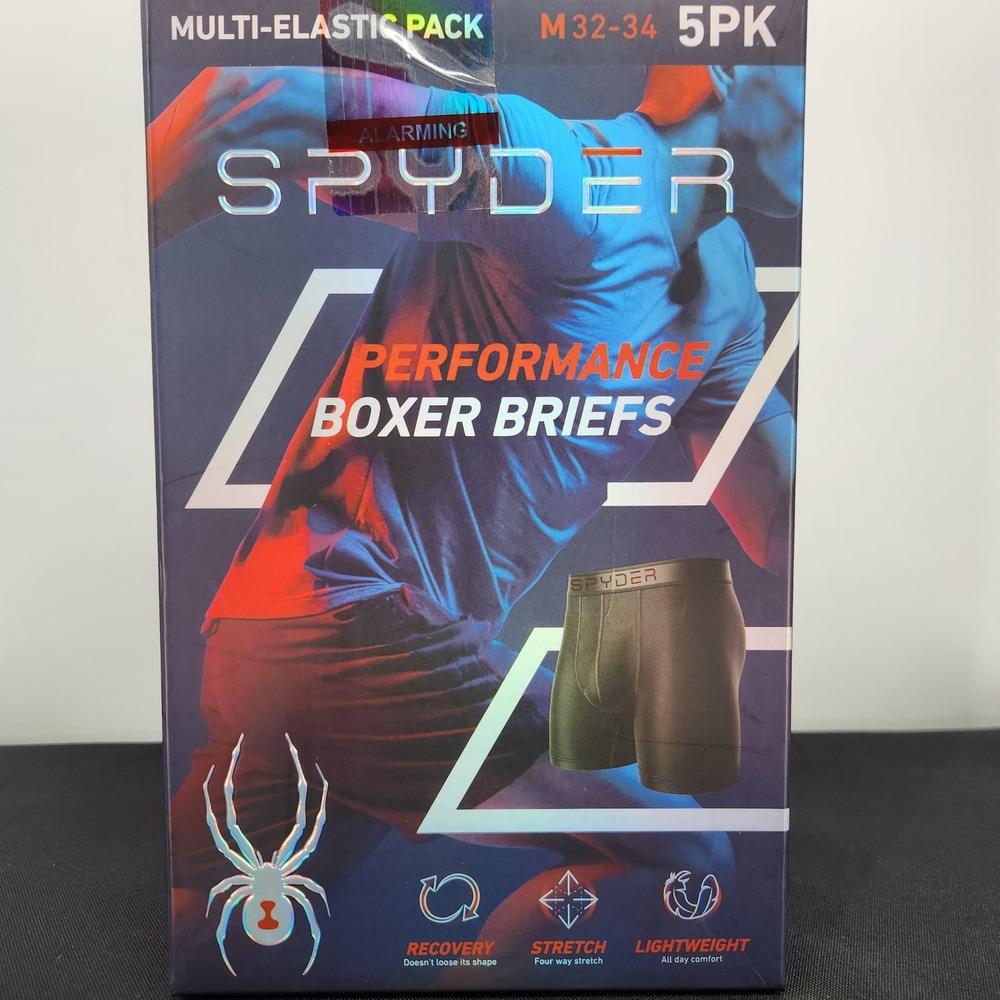 Spyder 5 Pack Performance Boxer Briefs Mens M 32-34 Multi-Elastic Pack Underwear